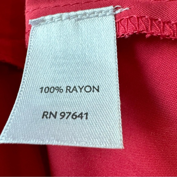 J. Jill Gala Rayon Maxi Sleeveless Shirt Dress w/ Tie at Waist Red/Pink size XLP - Picture 6 of 7